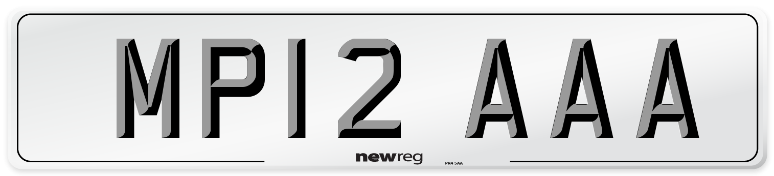 MP12 AAA Number Plate from New Reg